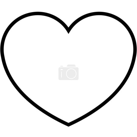 Foto de Icono del corazón, hermoso estilo plano color del contorno negro símbolo del día de San Valentín, forma perfecta objeto de amor, salud, vida o pensamientos felices ilustración para el juego, aplicación, interfaz de usuario, web, móvil. Aislado sobre blanco. - Imagen libre de derechos