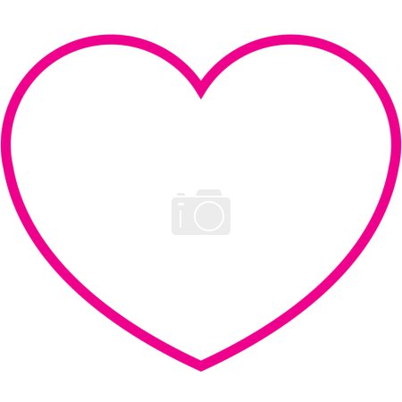 Foto de Icono del corazón, hermoso estilo plano de color rosa contorno símbolo del Día de San Valentín, forma perfecta objeto de amor, salud, vida o pensamientos felices ilustración para el juego, aplicación, interfaz de usuario, web, móvil. Aislado sobre blanco. - Imagen libre de derechos
