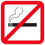 No smoking sign, square shaped trendy forbidden icon for cigarette, tobacco. Red color prohibition vector symbol, flat style illustration design isolated on white background.