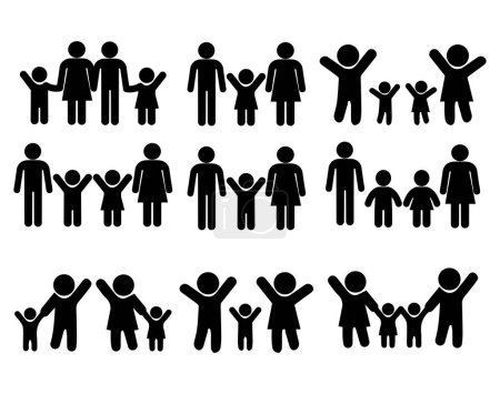 Téléchargez les illustrations : Famille icône doodle ligne vecteur ensemble - en licence libre de droit