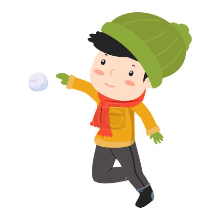 Téléchargez les illustrations : Garçon ayant une boule de neige - en licence libre de droit