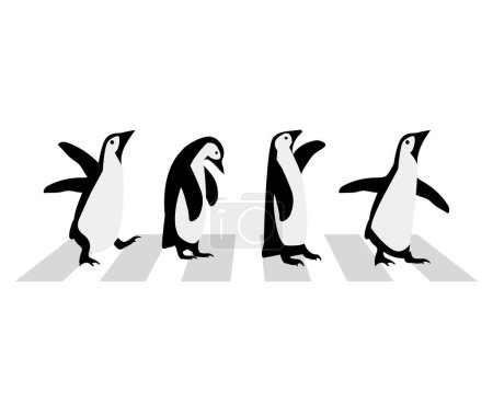 Illustration for Cute penguins with crosswalk cartoon - Royalty Free Image