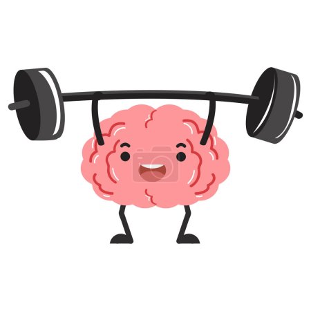 Illustration for Brain cartoon character happy flat - Royalty Free Image