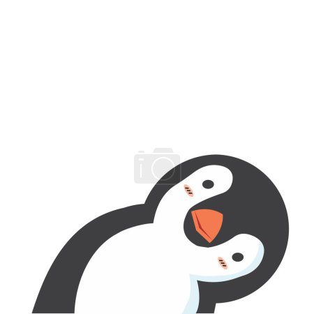 Téléchargez les illustrations : Cute head doodle penguin flat - en licence libre de droit