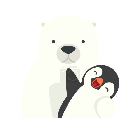 polar bear hug penguin cartoon