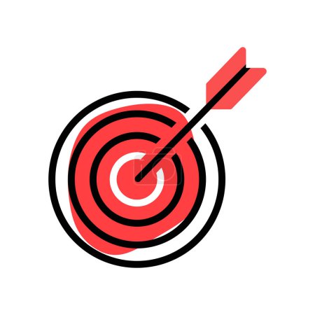 Illustration for Target red  with arrow Monoline - Royalty Free Image