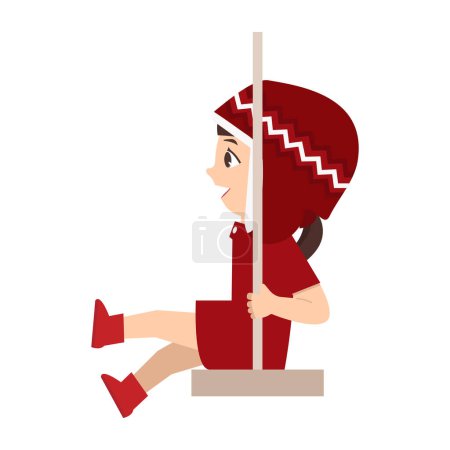 Illustration for Cute Little girl sitting on the swing - Royalty Free Image