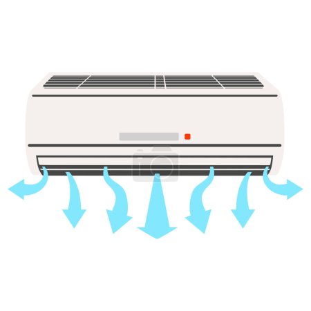 Illustration for Room air conditioner  with cold air of arrows - Royalty Free Image