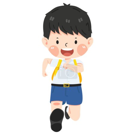 Illustration for Boy student Running children flat - Royalty Free Image