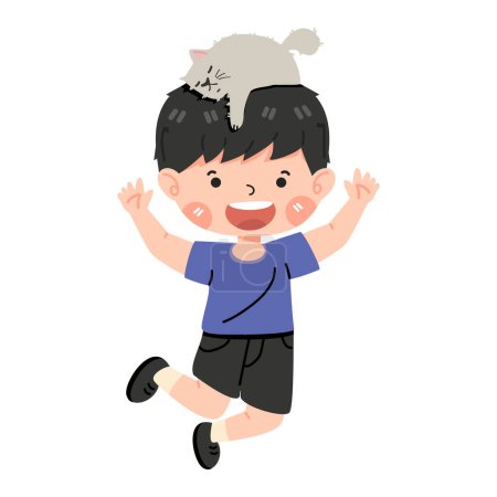 Illustration for Kids boy happy jumping high in air - Royalty Free Image