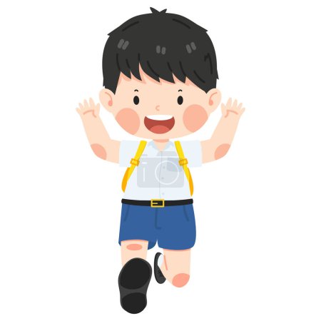 Illustration for Happy boy student Running children - Royalty Free Image