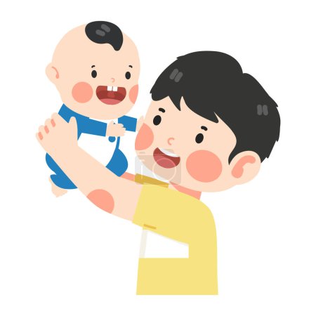 Ilustración de Padre sosteniendo al bebé en el aire - Imagen libre de derechos
