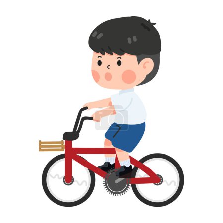 Téléchargez les illustrations : Mignon petit garçon étudiant équitation vélo - en licence libre de droit