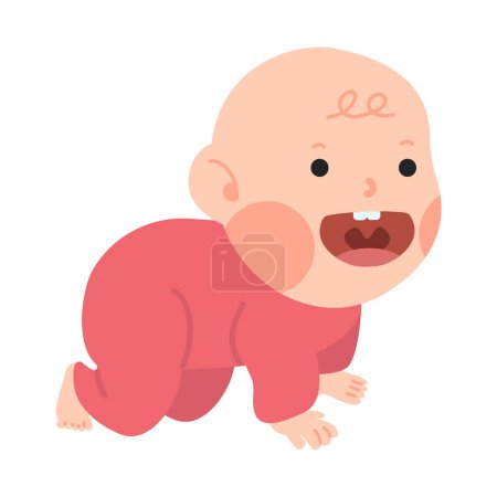 Ilustración de Bebé arrastrándose con una sonrisa - Imagen libre de derechos