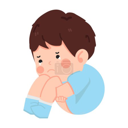 Illustration for Cute Kid boy crying sad - Royalty Free Image