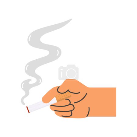 Téléchargez les illustrations : Main tenant cigarrette concept vectoriel - en licence libre de droit