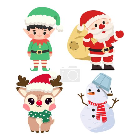 Illustration for Collection of Christmas characters cartoon - Royalty Free Image