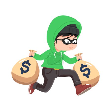 Ilustración de Ladrón robando llevando caricatura saco - Imagen libre de derechos