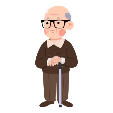 Illustration for Old man walking with a cane - Royalty Free Image