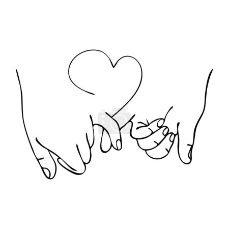  line drawing Pinky Promise  outline couple holding hands