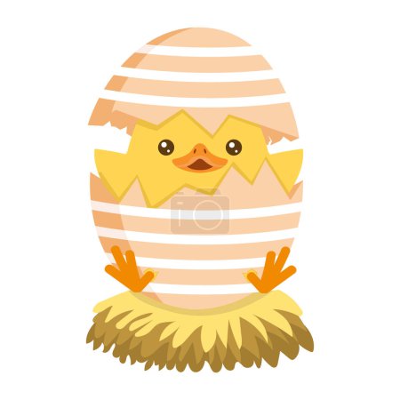 Ilustración de Little Chick eclosionando el huevo de Pascua - Imagen libre de derechos
