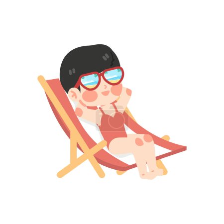 Mädchen Relax Sitzen Sie auf einem Strandkorb