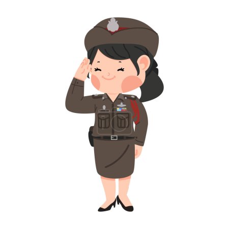Caractère de bande dessinée de femme policière thaïlandaise