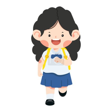 Illustration for Kid Girl student running back to school - Royalty Free Image