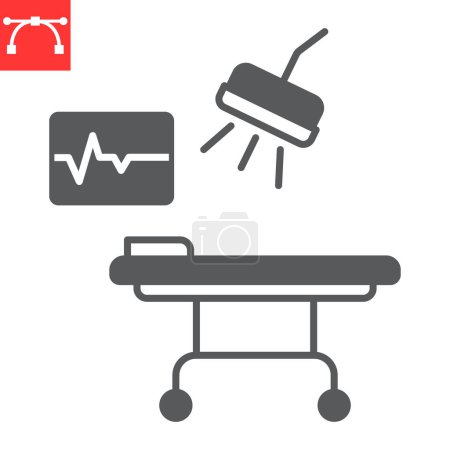 Illustration for Operating hospital room glyph icon, oncology and surgery, operating table vector icon, vector graphics, editable stroke solid sign, eps 10. - Royalty Free Image