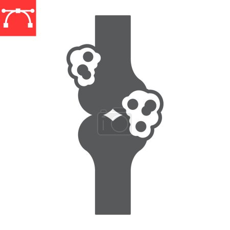 Ilustración de Icono del glifo del cáncer óseo, oncología y medicina, icono del vector del sarcoma osteogénico, gráficos vectoriales, signo sólido de accidente cerebrovascular editable, eps 10. - Imagen libre de derechos