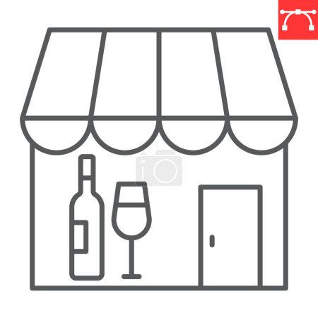 Téléchargez les illustrations : Icône de ligne de magasin de vin, restaurant et alcool, icône vectorielle de magasin, graphiques vectoriels, signe modifiable de contour d'AVC, eps 10. - en licence libre de droit
