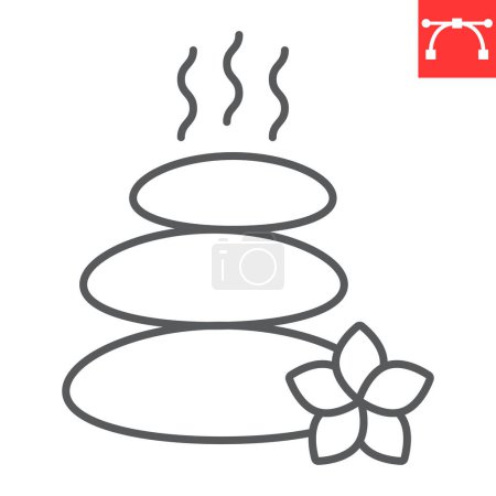Illustration for Hot stone massage line icon, SPA and beauty salon, spa stones vector icon, vector graphics, editable stroke outline sign, eps 10. - Royalty Free Image