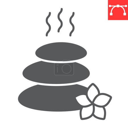 Illustration for Hot stone massage glyph icon, SPA and beauty salon, spa stones vector icon, vector graphics, editable stroke solid sign, eps 10. - Royalty Free Image