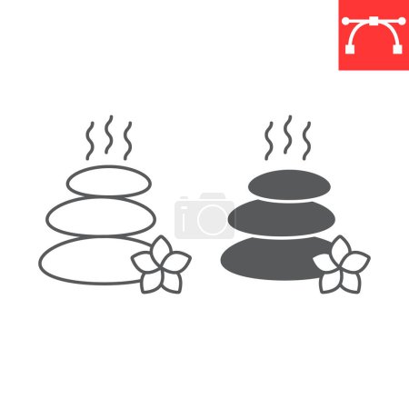 Illustration for Hot stone massage line and glyph icon, SPA and beauty salon, spa stones vector icon, vector graphics, editable stroke outline sign, eps 10. - Royalty Free Image