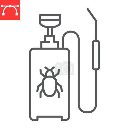 Illustration for Pesticide line icon, pest control and toxic, pressure sprayer vector icon, vector graphics, editable stroke outline sign, eps 10. - Royalty Free Image