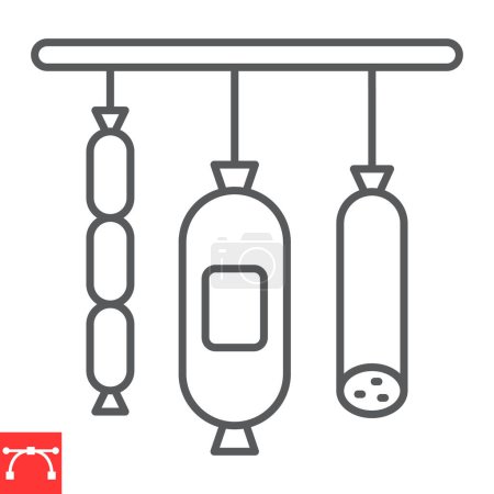 Illustration for Deli line icon, grocery store and food , sausage and salami vector icon, vector graphics, editable stroke outline sign, eps 10. - Royalty Free Image
