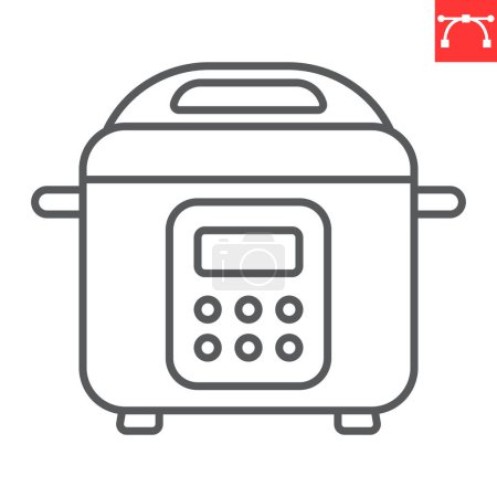 Icono de línea de cocina múltiple, electrodomésticos y cocina, icono de vector de cocina a presión, gráficos vectoriales, signo de contorno de carrera editable, eps 10.