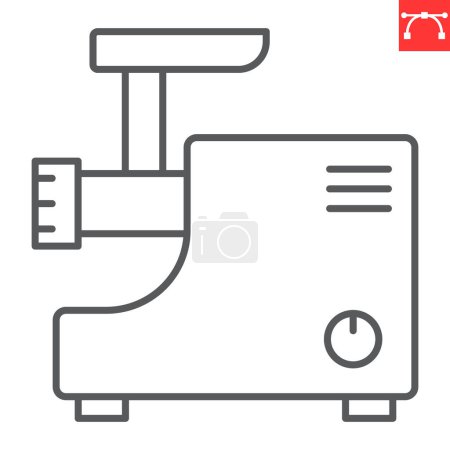 Meat grinder line icon, home appliances and kitchen equipment , electric mincer vector icon, vector graphics, editable stroke outline sign, eps 10.