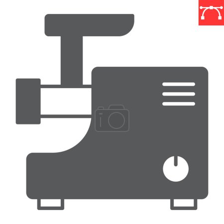 Meat grinder glyph icon, home appliances and kitchen equipment , electric mincer vector icon, vector graphics, editable stroke solid sign, eps 10.
