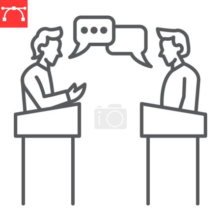 Debate line icon, election and political, accusation vector icon, vector graphics, editable stroke outline sign, eps 10.