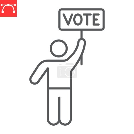 Illustration for Election campaign line icon, election and politician, voting campaign vector icon, vector graphics, editable stroke outline sign, eps 10. - Royalty Free Image