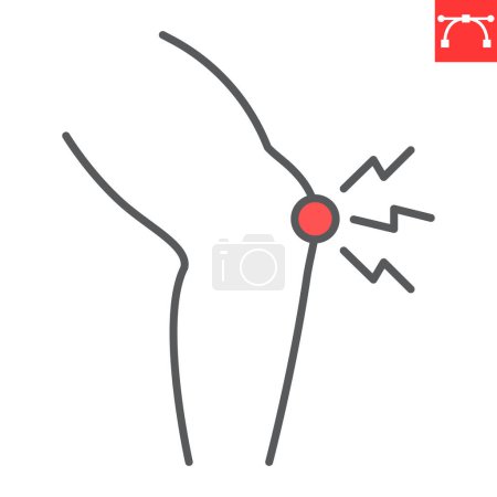 Illustration for Knee pain line icon, body pain and human disease, meniscus trauma vector icon, vector graphics, editable stroke outline sign, eps 10. - Royalty Free Image