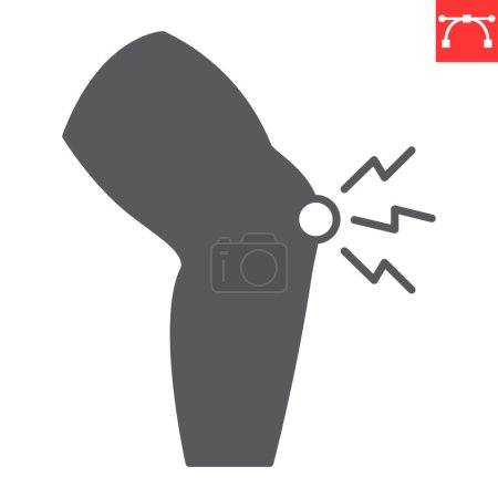 Knee pain glyph icon, body pain and human disease, meniscus trauma vector icon, vector graphics, editable stroke solid sign, eps 10.