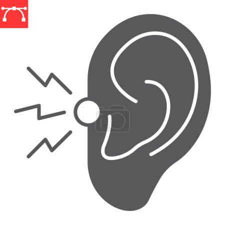 Ear pain glyph icon, body pain and human disease, deafness vector icon, vector graphics, editable stroke solid sign, eps 10.