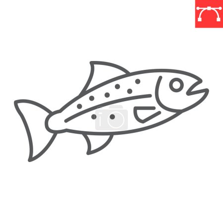 Lachslinien-Symbol, Fisch und Meeresfrüchte, Forellen-Vektorsymbol, Vektorgrafik, editierbares Umrisszeichen, Folge 10.