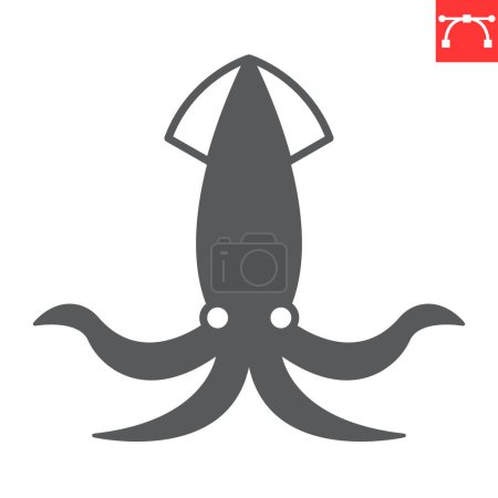 Squid glyph icon, seafood and fish, cuttlefish vector icon, vector graphics, editable stroke solid sign, eps 10.