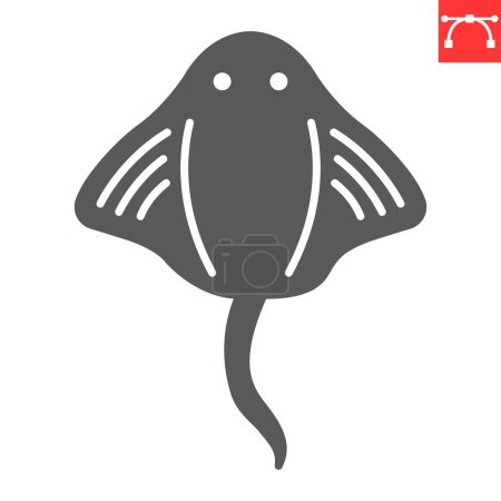 Illustration for Crampfish glyph icon, seafood and fish, stingray vector icon, vector graphics, editable stroke solid sign, eps 10. - Royalty Free Image