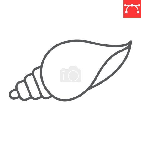 Illustration for Conch line icon, seafood and mollusk, seashell vector icon, vector graphics, editable stroke outline sign, eps 10. - Royalty Free Image