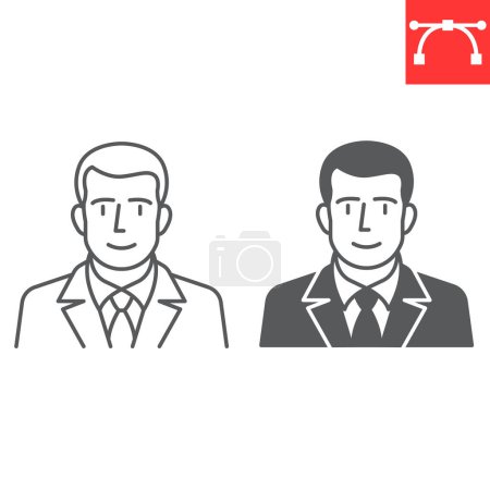 Illustration for President line and glyph icon, election and politician, minister vector icon, vector graphics, editable stroke outline sign, eps 10. - Royalty Free Image
