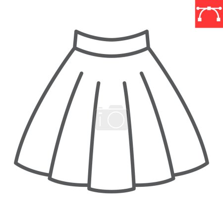 Skirt line icon, clothes and shopping, pleated skirt vector icon, vector graphics, editable stroke outline sign, eps 10.